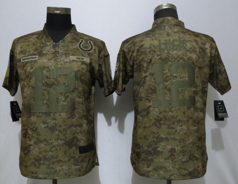 Women Indianapolis Colts #12 Luck Nike Camo Salute to Service Limited NFL Jerseys